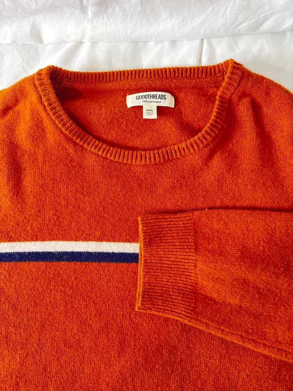 Goodthreads Men’s XXXL 100% Lambswool Crewneck Sweater Rust Orange Knit